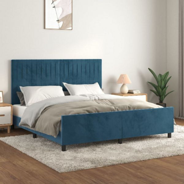 vidaXL Bettgestell ohne Matratze Dunkelblau 160x200 cm Samt, 3125889