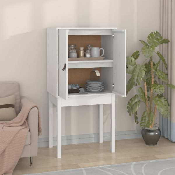 vidaXL Highboard Weiß 60x40x120 cm Massivholz Kiefer, 821745