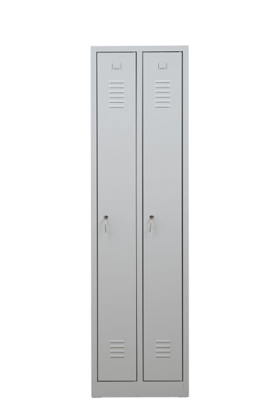 Gürkan Garderobenschrank, 50 x 50 x 180 cm, Lichtgrau, EU Zylinderschloss, Hutboden & Kleiderhaken, WRC/2.1850, 104651