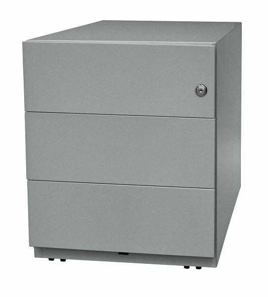 Bisley Rollcontainer Note mit Griff, 3 Universalschubladen 565 mm tief, silber, NWH59M7SSS355