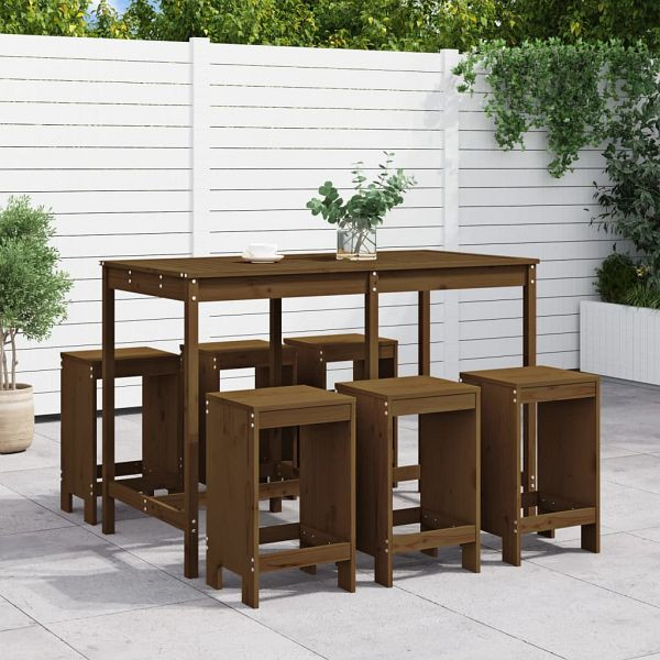 vidaXL 7-tlg. Gartenbar-Set Honigbraun Massivholz Kiefer, 3157754