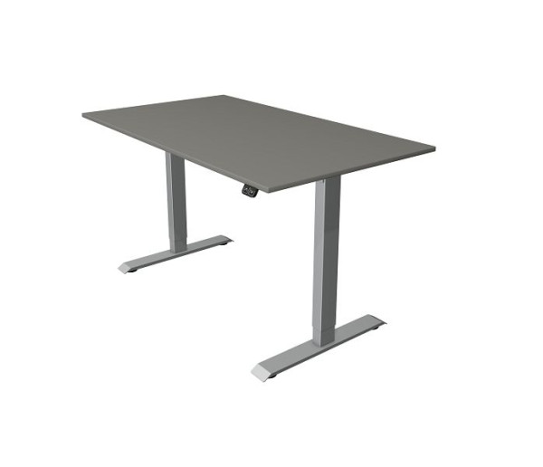 Kerkmann Sitz-/Stehtisch Move 1 weiß/silber, B 1400 x T 800 mm, elektrisch höhenverstellbar von 740-1230 mm, T-Fuß silberfarbig, Grafit, 10229712