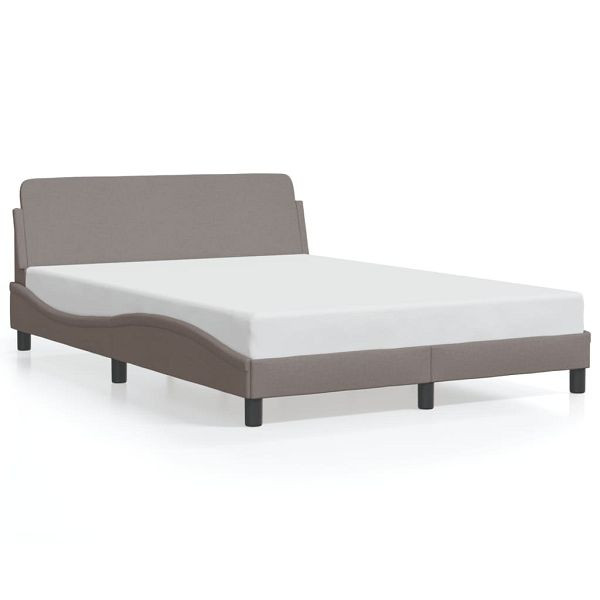 vidaXL Bettgestell mit Kopfteil Taupe 140x190 cm Stoff, 373169
