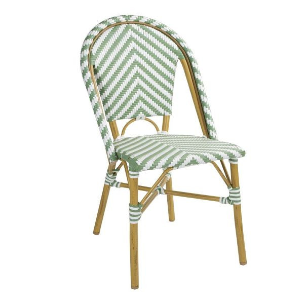 Bolero Rattan-Beistellstuhl im Pariser Stil, Hellgrün, 2 Stück, FU535