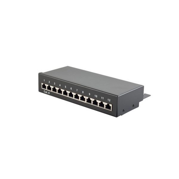 S-Conn Mini Patchpanel/ Patchfeld cat6 Desktop Gehäuse 12-Port schwarz, 75072