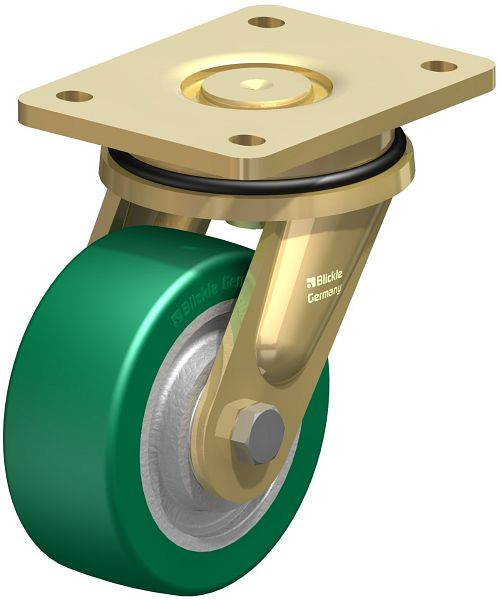 Blickle LS-GST 127K Stahlgeschweißte Schwerlast-Lenkrolle, schwere Drehkranz-Ausführung, Blickle Softhane®, Grün, 755041