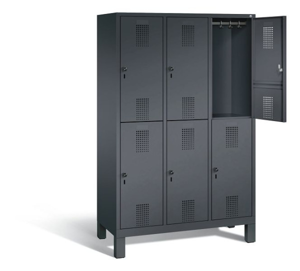 C+P Spind doppelstöckig Evolo, H1850xB1200xT500mm, Farbe: Schwarzgrau, 48310-32 S10061