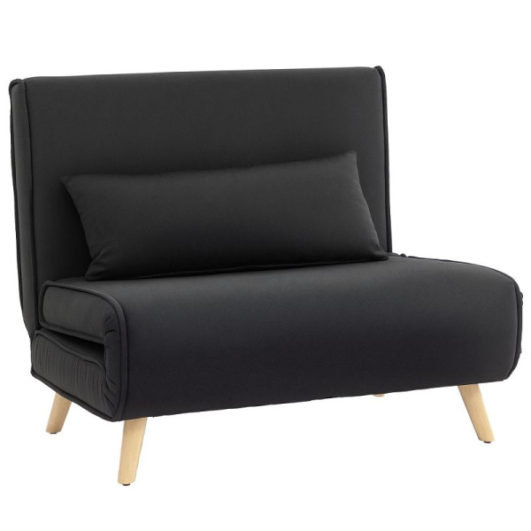 HOMCOM Einzelsofa Schlafsofa Sofabett Klappsofa verstellbar Rückenlehne Liege nordisch skandinavisch 25D Schaumstoff Haus Leinenimitat, 839-023V00BK