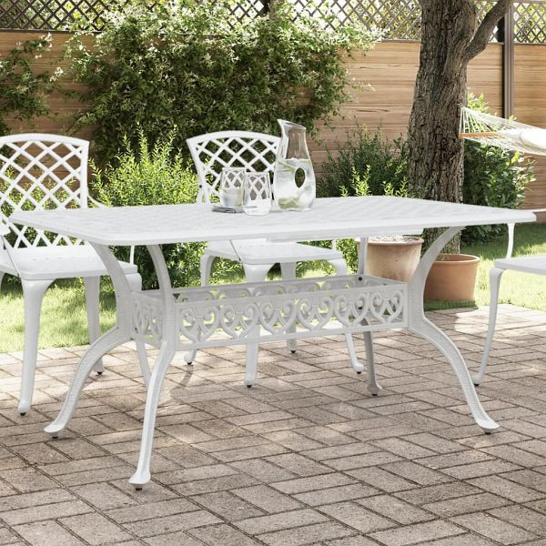 vidaXL Gartentisch Weiß 150x90x72 cm Aluminiumguss, 4002805