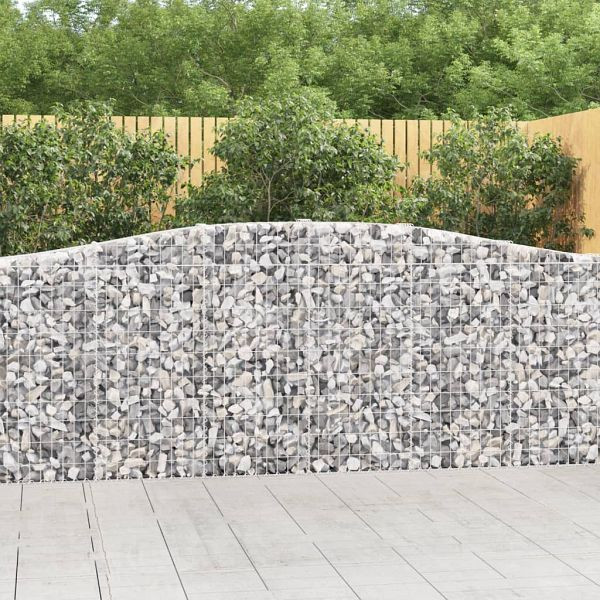 vidaXL Gabionen mit Hochbogen 15 Stück 400x30x100/120cm Verzinktes Eisen, 3145835