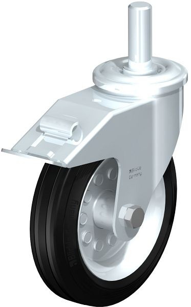 Blickle LEZ-VE 180R-22-FI Stahlblech-Lenkrolle mit Zapfen & Feststeller, Vollgummi, Schwarz, 576769