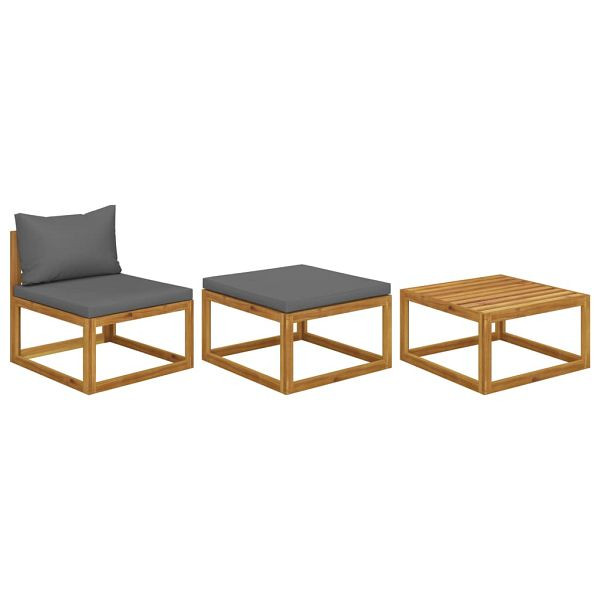 vidaXL 3-tlg. Garten-Lounge-Set mit Kissen Massivholz Akazie, 311854