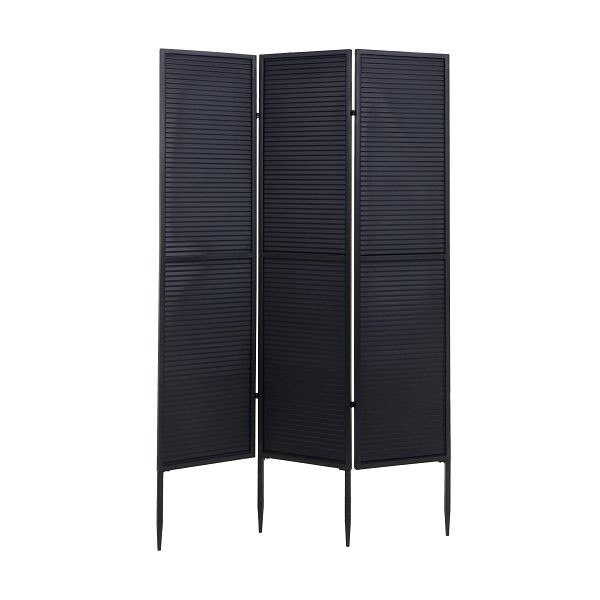 Mendler Garten-Paravent HWC-J14, Raumteiler Trennwand Sichtschutz, Metall 200x121cm, schwarz, 75224