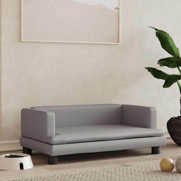 vidaXL Hundebett Grau 80x45x30 cm Abmessung Kunstleder, 171904