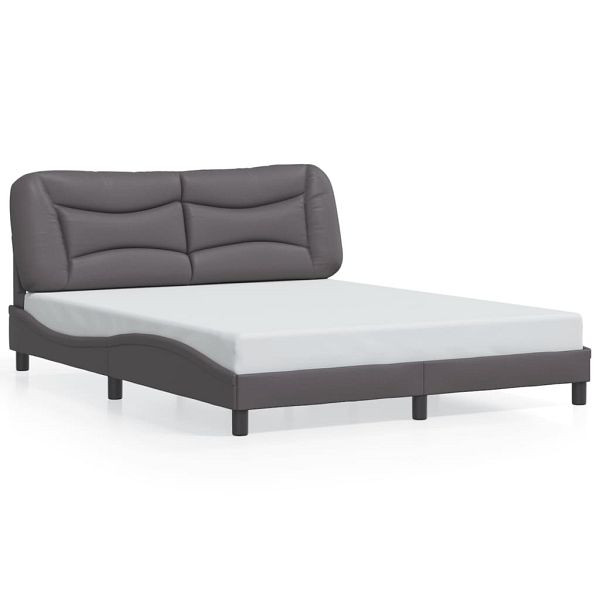 vidaXL Bettgestell mit LED Grau 160x200 cm Kunstleder, 3213944