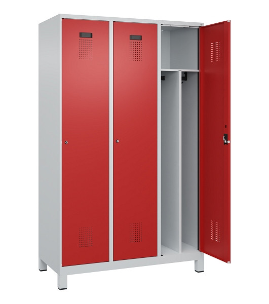 C+P Spind Evolo PLUS, mit Füßen, 3 Abteile, 1950x1200x500mm, 7035/3000, Verschluss Zylinderschloss, 049010-32F S10030