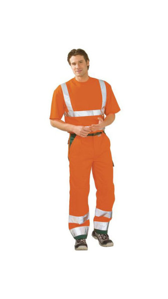 Planam Warnschutz Bundhose, orange/grün, Größe 64, 2018064