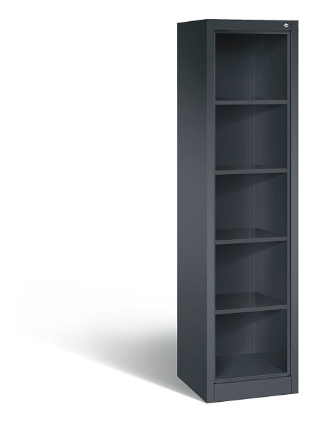 C+P Stahlregal mit Rückwand Acurado, H1950xB502xT500mm, Farbe: Schwarzgrau, 5 OH, 9135-000 S10006