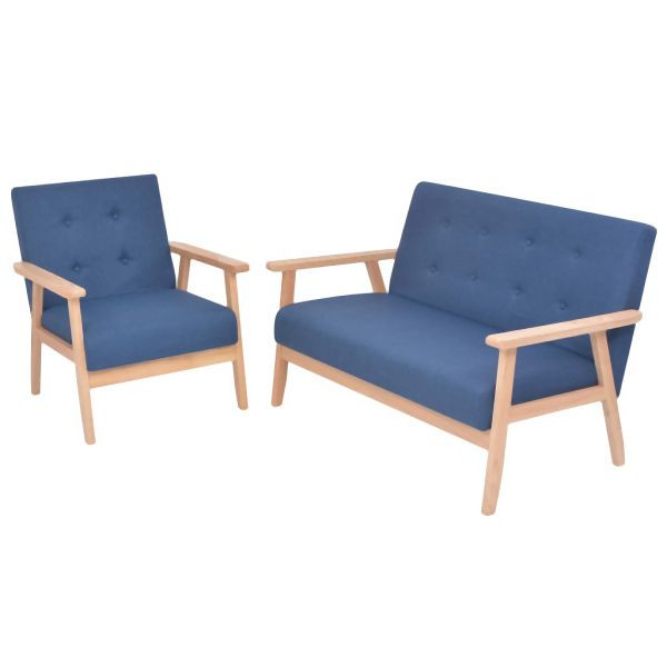 vidaXL Sofagarnitur 2-tlg. Stoff Blau, äußerst bequem, 274912
