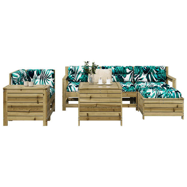 vidaXL 7-tlg. Garten-Sofagarnitur Kiefernholz Imprägniert, 3250523