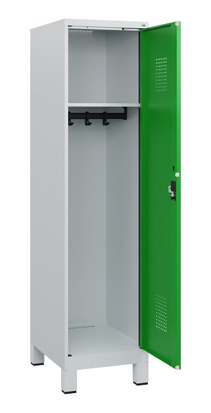 C+P Spind Evolo PLUS, Füße, 1 Abteil, 1630x400x500mm, 7035/6037, Zylinderschloss, 0490105-12 S10038
