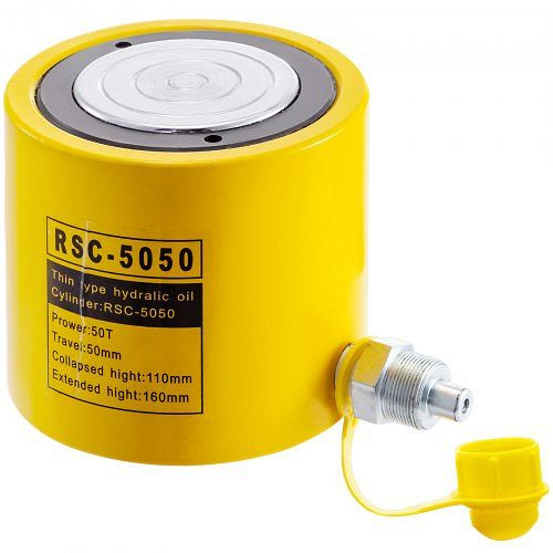 VEVOR 50T 50mm Hub Einfachwirkender Hydraulikzylinder-Wagenheber Gelb, QJD50T50MMSXYY001V0