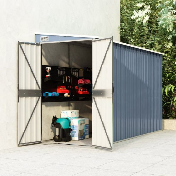 vidaXL Anbauschuppen Grau 118x288x178 cm Verzinkter Stahl, 316226