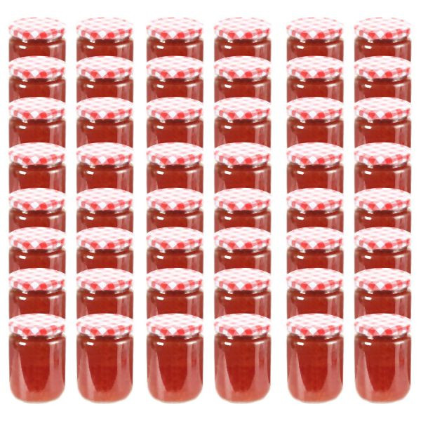 vidaXL Marmeladengläser mit Weißem/Rotem Deckel 48 Stk. 230 ml, 50798