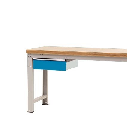 Manuflex Einzelschubfach in Lichtblau RAL 5012, Ohne Zylinderschloss, für Tischtiefe 700 mm, BxTxH= 425 x 550 x 135mm, Lichtblau, ZB2032.5012