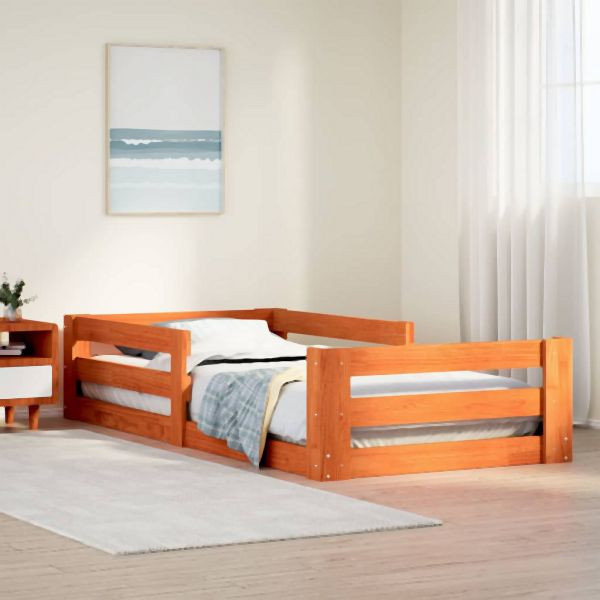 vidaXL Massivholzbett ohne Matratze Wachsbraun 80x190 cm Kiefernholz, 855692