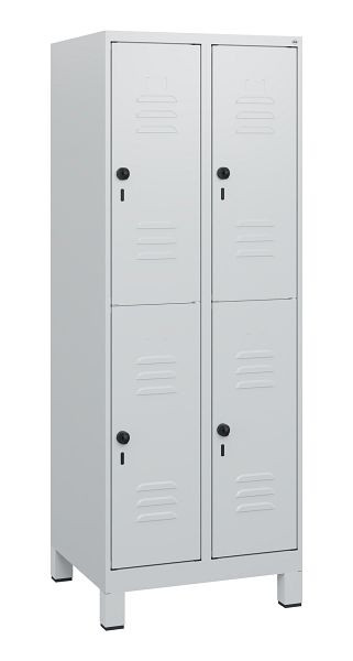 C+P Doppelstöckiger Spind Classic PLUS, Füße, 2 Abteile, 1630x600x500mm, 7035/7035, Drehriegel, 0803105-20 S10009