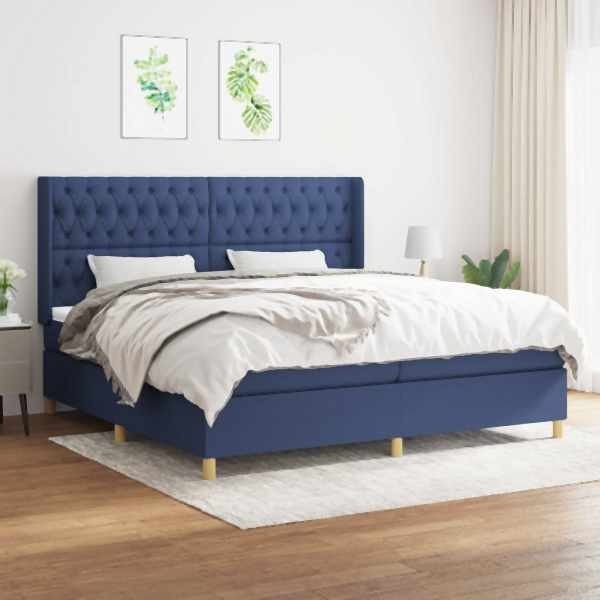 vidaXL Boxspringbett mit Matratze Blau 200x200 cm Stoff, 3132263