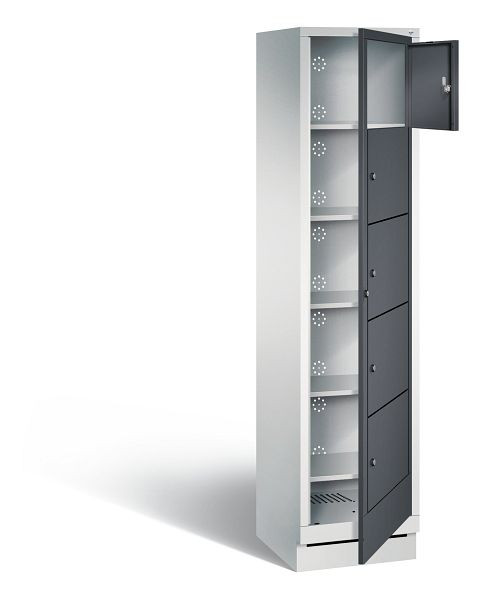 C+P Wäsche-Ausgabeschrank Evolo, H1800xB420xT500mm, Farbe: Lichtgrau / Schwarzgrau, 48160-105 S10060