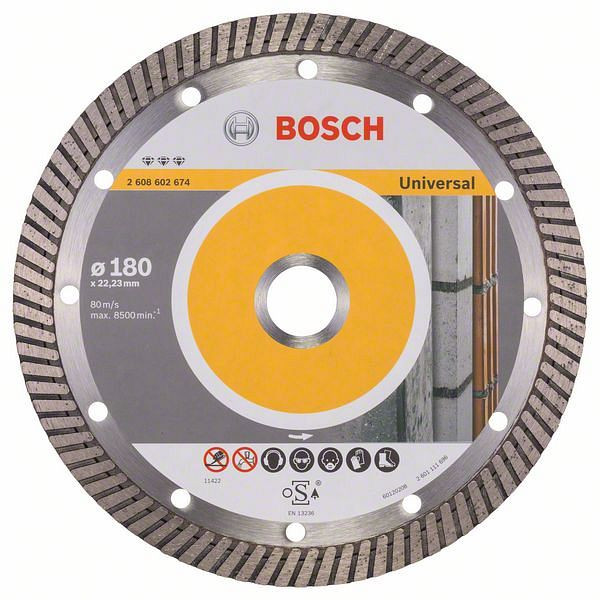 Bosch Diamanttrennscheibe Best for Universal Turbo, 180 x 22,23 x 2,5 x 12 mm, 2608602674