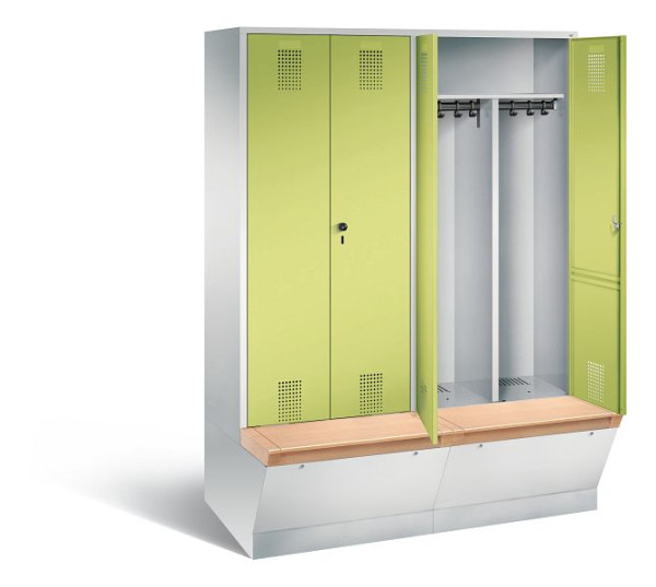 C+P Schwarz-Weiss-Spind Evolo, H2090xB1590xT815mm, Farbe: Lichtgrau / Viridingrün, 48056-42 S10149