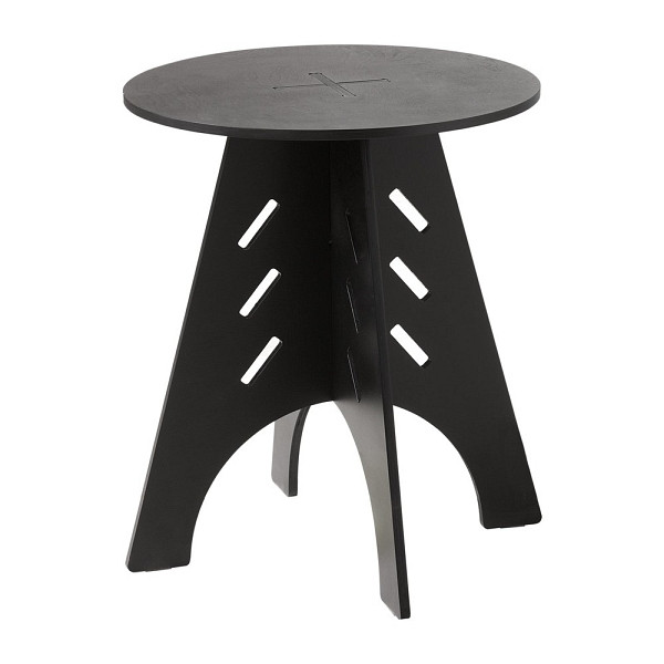 SoBuy Couchtisch mit Zapfenverbindungen Schwarz 46.5x46.5x55 cm, Industriell, HFBT01-SCH