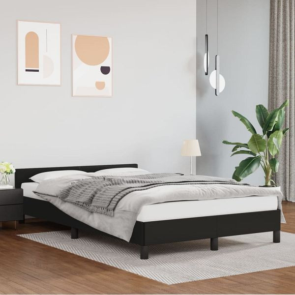 vidaXL Bettgestell mit Kopfteil Schwarz 120x200 cm Kunstleder, 347489