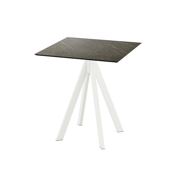 Feros Infinity Terrassentisch Weiß gestell + Midnight Marble HPL 70x70 cm, 120021677