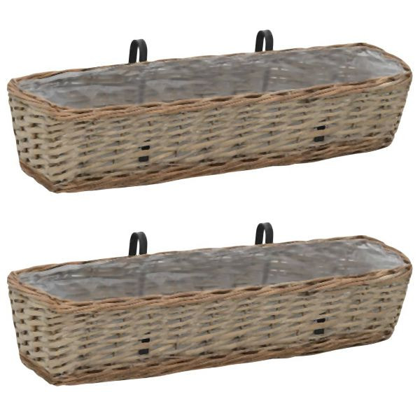 vidaXL Balkon-Blumenkasten 2 Stück Weide mit PE-Auskleidung 80 cm, 287642