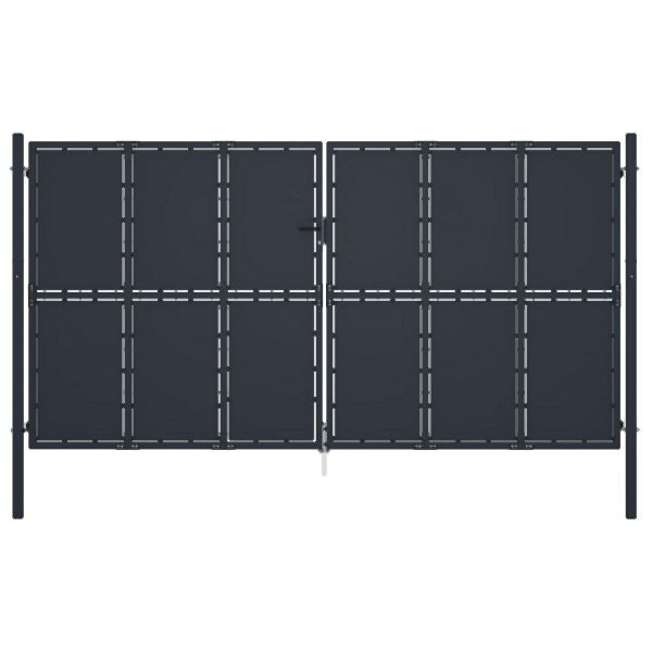 vidaXL Gartentor Stahl 400 x 200 cm Anthrazit, Eingangspunkt, 144534