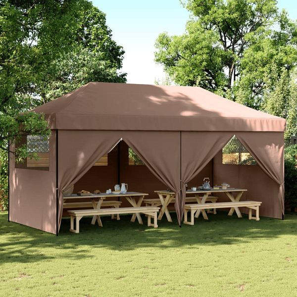 vidaXL Partyzelt Faltbar Pop-Up mit 4 Seitenteilen Braun, 4004956