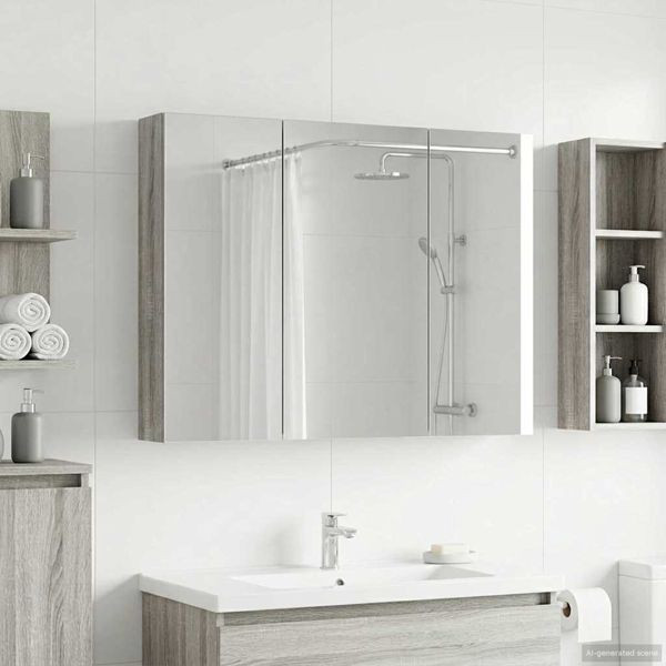 vidaXL Badezimmerspiegelschrank Graues Sonoma 100 x 14,5 x 70 cm, 889124