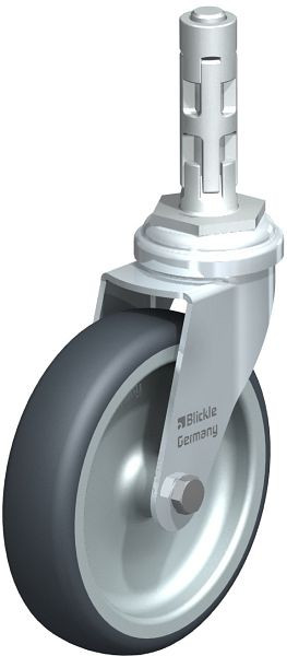 Blickle LRA-TPA 100G-E01 Apparate-Lenkrolle mit Expander, Thermoplastisches Gummi-Elastomer, Grau, 737858