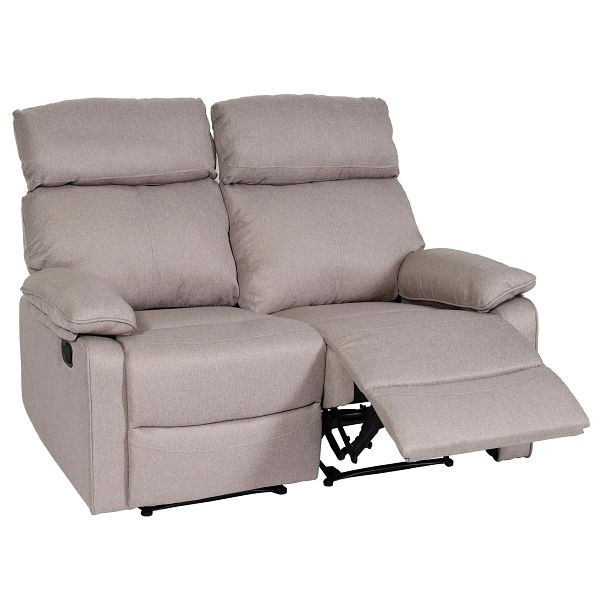 Mendler 2er Kinosessel HWC-L93, Relaxsessel Fernsehsessel Sofa, Armlehne Liegefunktion Nosagfederung Stoff/Textil, grau-braun, 103135+103136