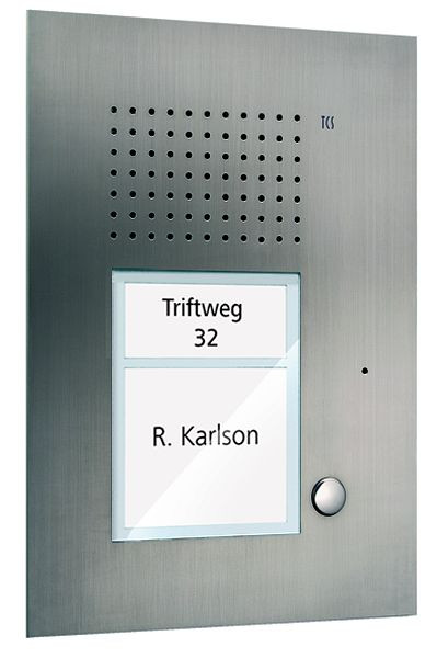 TCS Audio Außenstation Serie PUK 1 Klingeltaste (rechtsbündig), 1-spaltig, UP Edelstahl, PUK01/1-ES