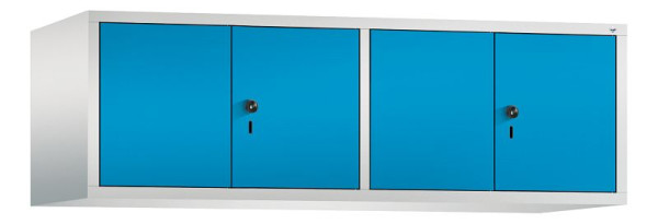 C+P Aufsatz-Garderobenschrank Evolo, 4 Abteile, H500xB1590xT500 mm, Lichtgrau/Lichtblau, 48092-42 S10007