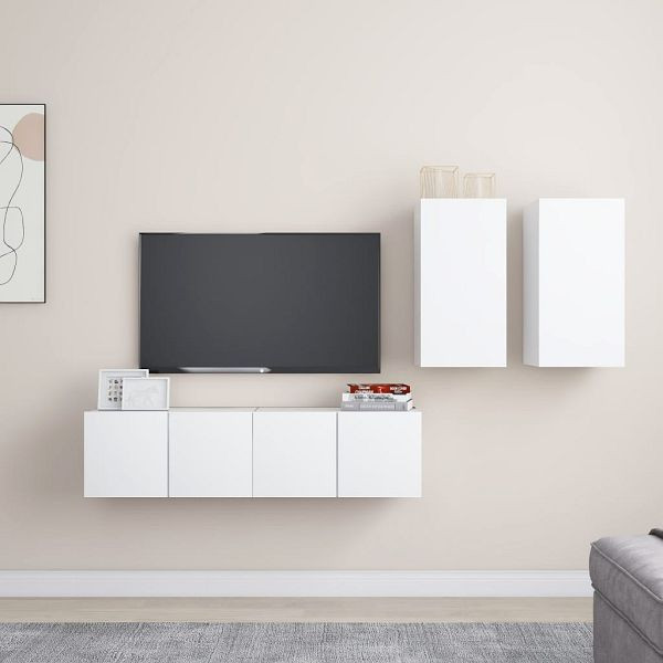 vidaXL 4-teilig TV-Schrank-Set Weiß Holzwerkstoff, 3078685