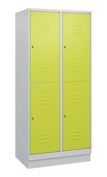 C+P Doppelstöckiger Spind Classic PLUS, Sockel, 2 Abteile, 1800x800x500mm, 7035/0024, Zylinderschlösser, 0803207-22 S10025