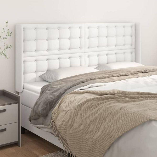 vidaXL Kopfteil mit Ohren Weiß 203x16x118/128 cm Kunstleder, 3119689