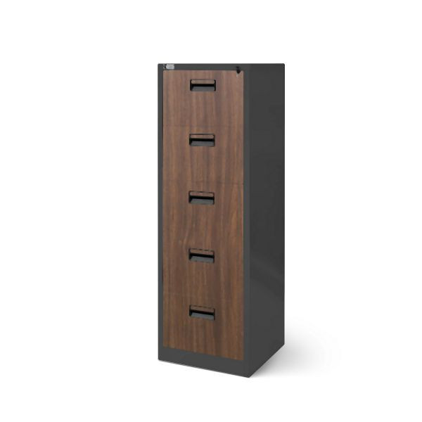 Jan Nowak Modell SARA (V005) Aktenschrank Hängeregisterschrank mit 5 Schubladen Loft Möbel 460x1630x620 mm, Anthrazit / Nussbaumfarbe, 1380